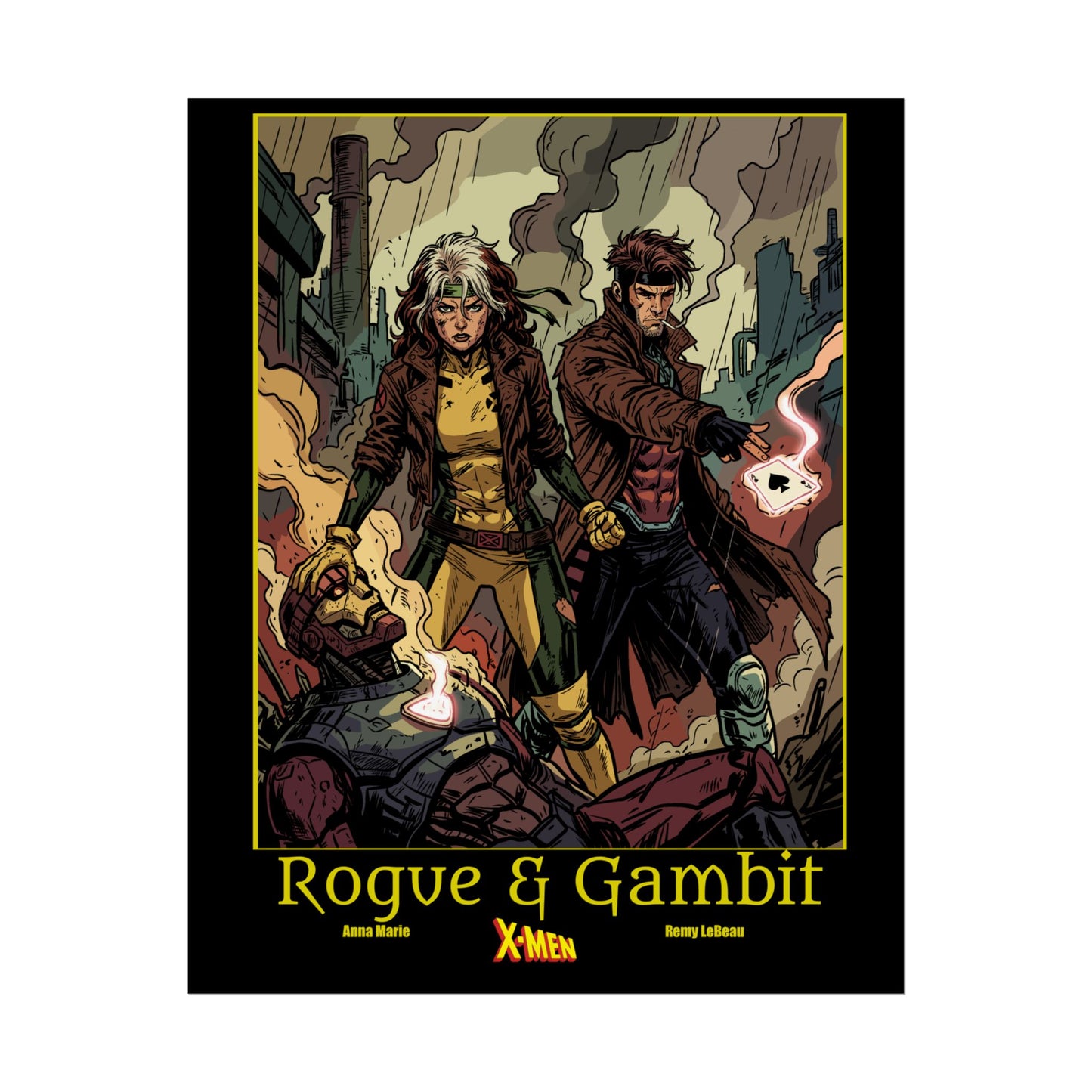 X-Men Rogue & Gambit Poster — Retro Comic Rolled Poster