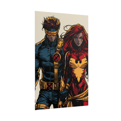 X-Men Cyclops & Jean Grey Poster — Vintage Comic Art Rolled Print