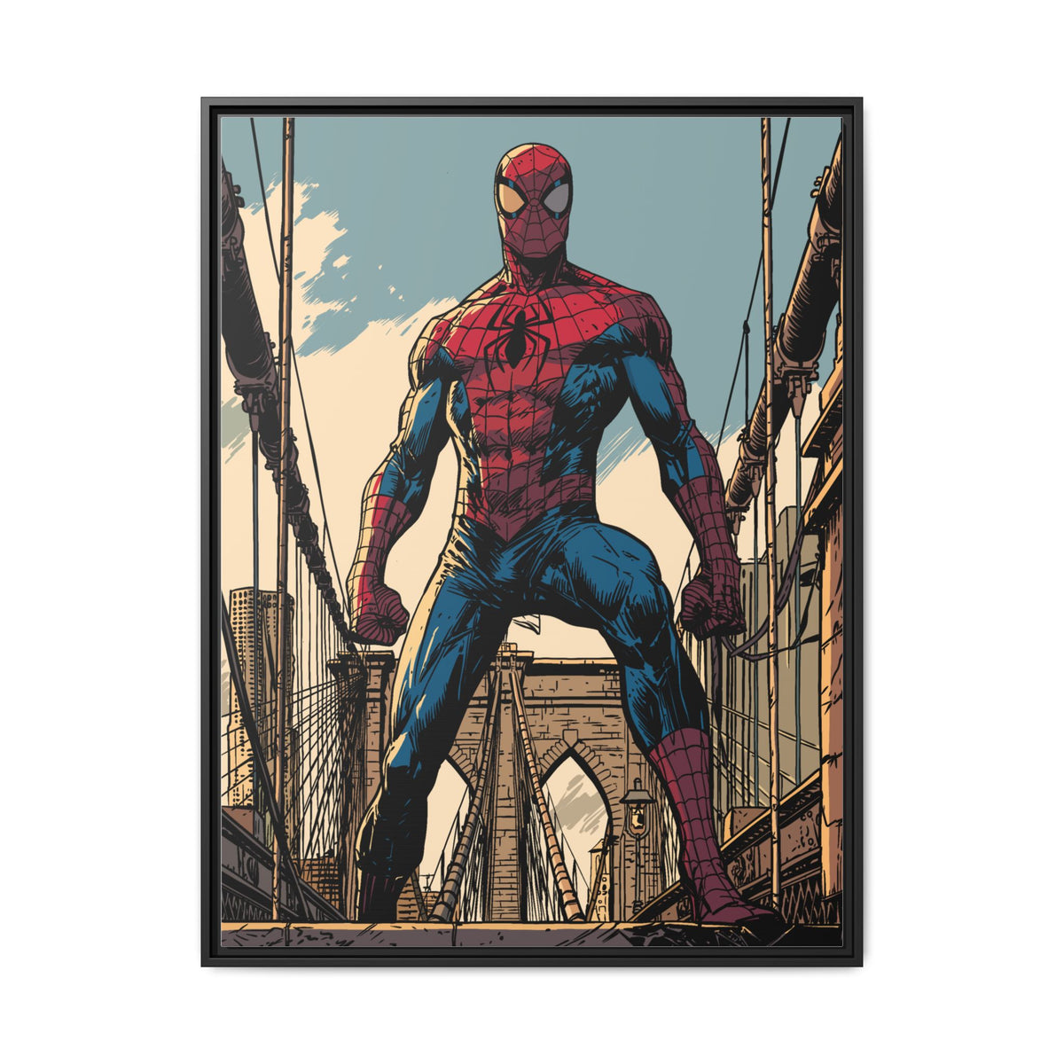 Spider-Man Comic Art Matte Framed Canvas