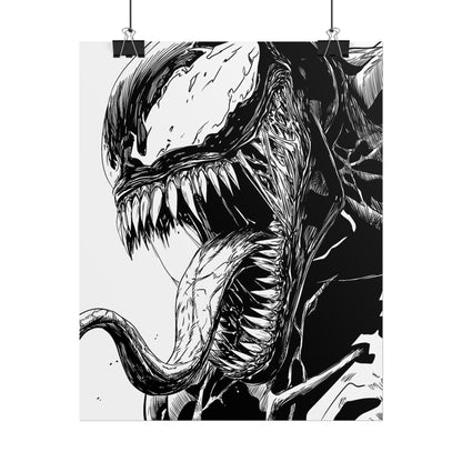 Venom Poster — Black & White Comic Art Rolled Print