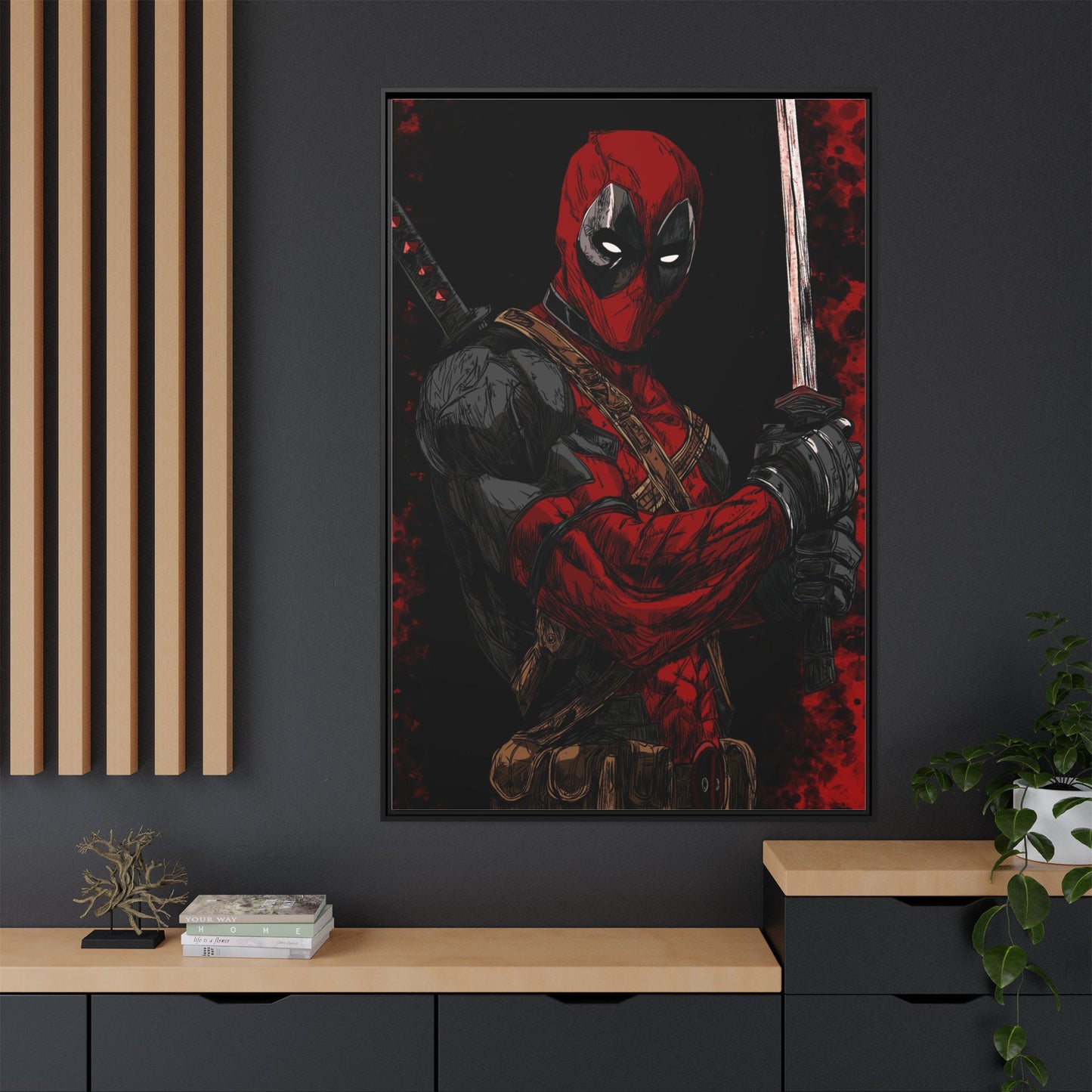The Merc #2 - Framed Canvas Wall Art — Comic Antihero Sword Portrait
