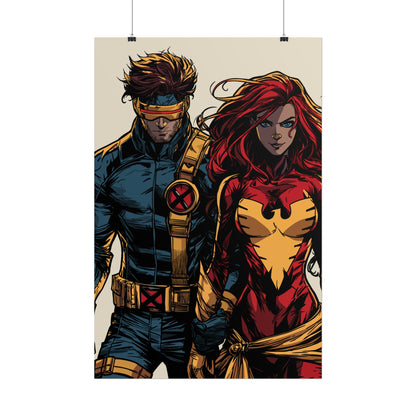 X-Men Cyclops & Jean Grey Poster — Vintage Comic Art Rolled Print