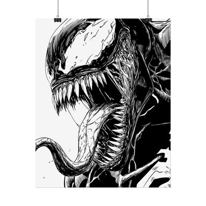 Venom Poster — Black & White Comic Art Rolled Print