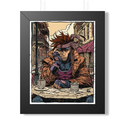 Gambit Framed Poster - Brooding Comic Cafe Art
