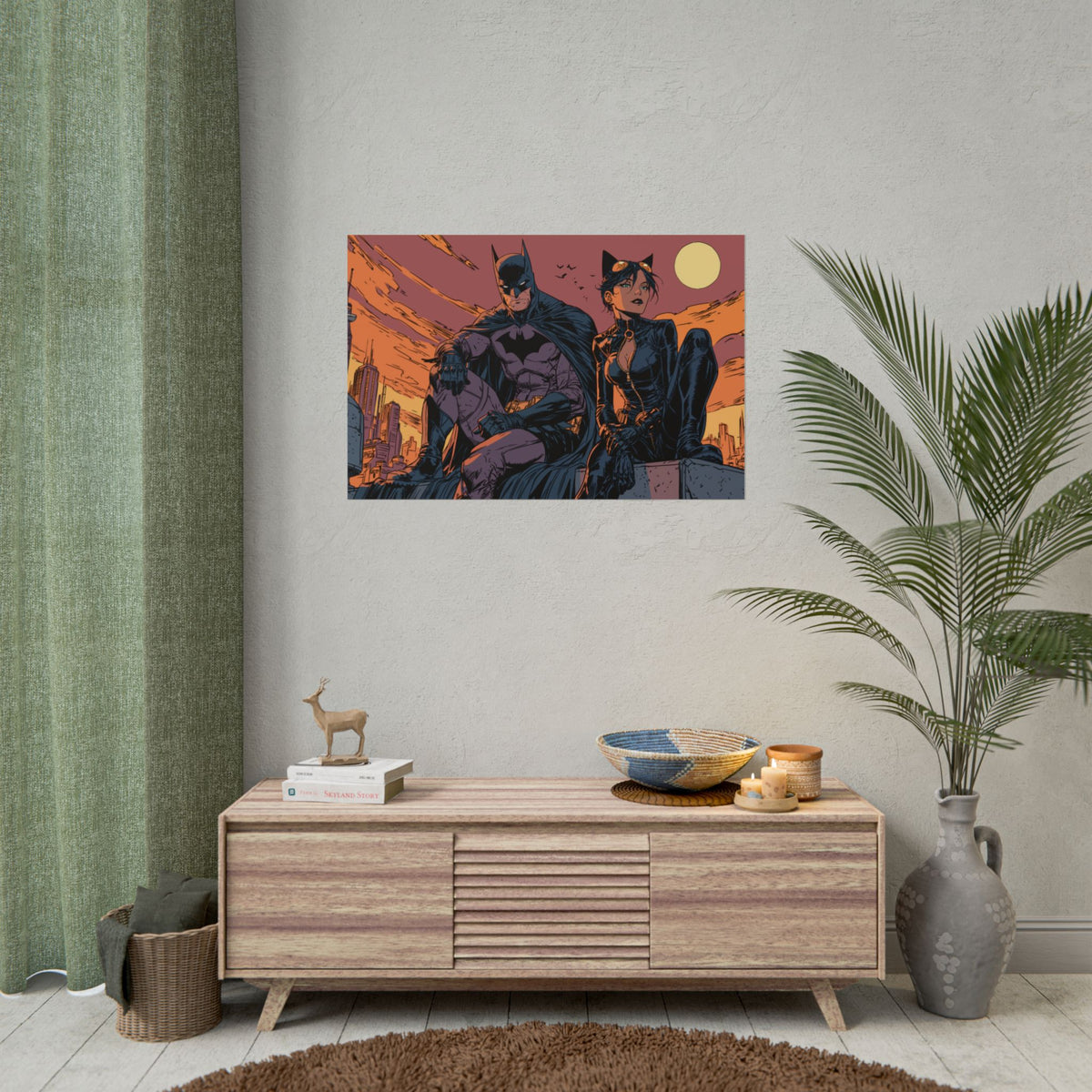 Batman & Catwoman Landscape Art Poster