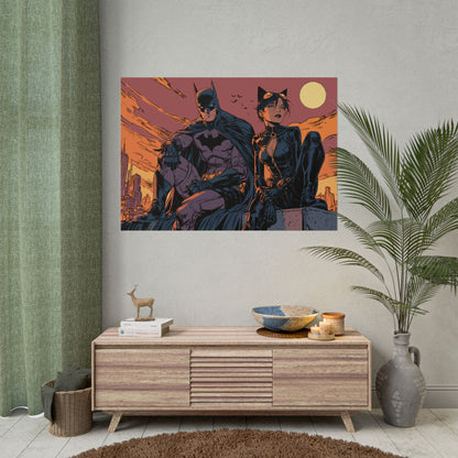 Batman & Catwoman Landscape Art Poster