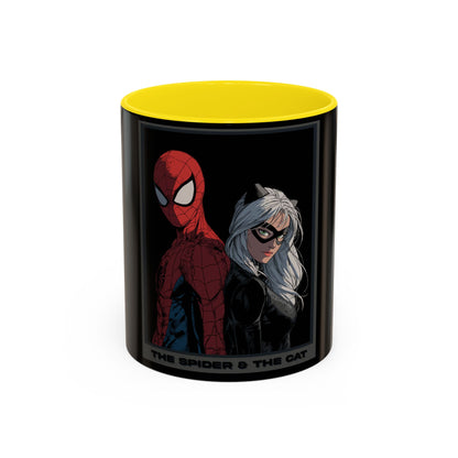 Spider & Cat Duo Accent Coffee Mug – Black 11/15oz
