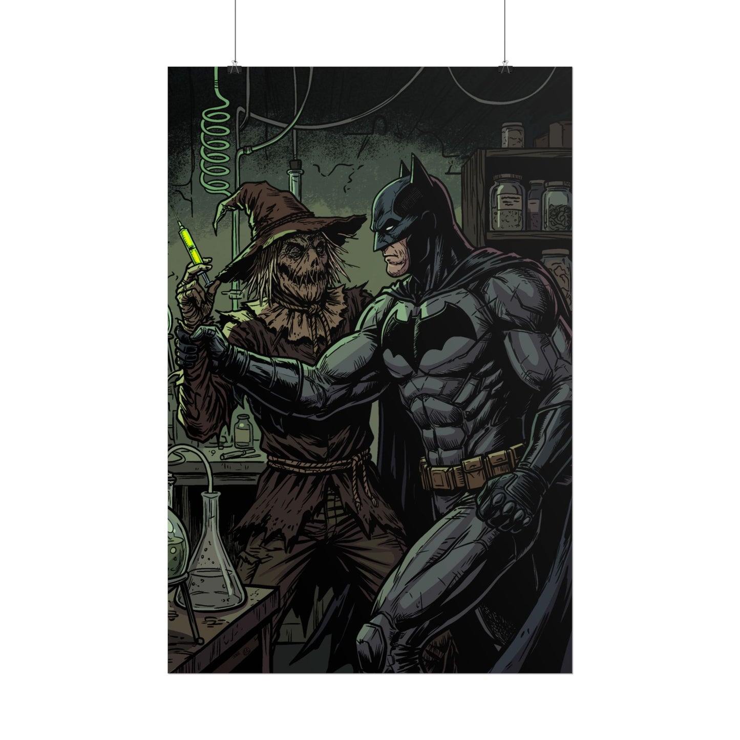 Batman & Scarecrow Poster — Dark Comic Book Art, Horror Superhero Wall Decor