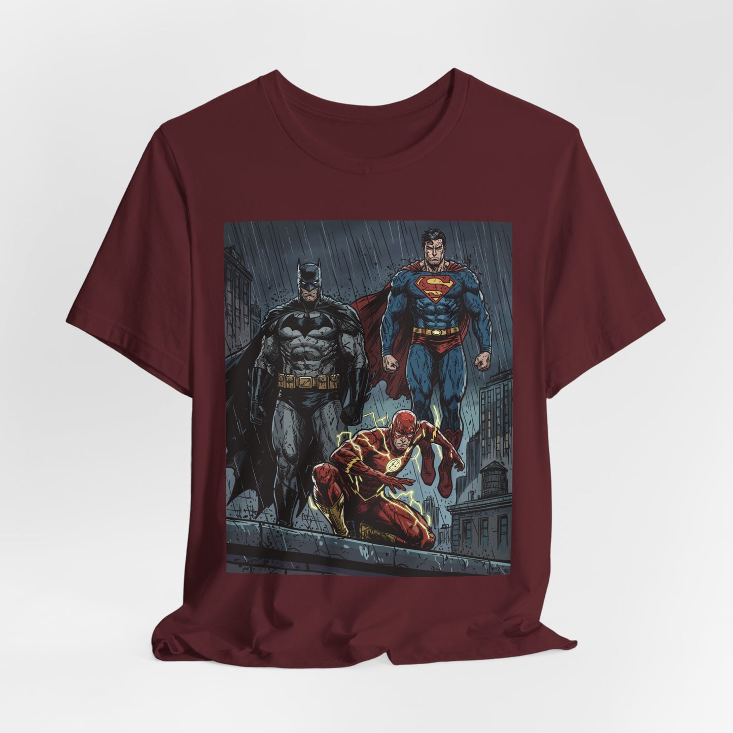 Superhero Team Graphic Tee — Batman, Superman & The Flash
