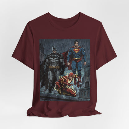 Superhero Team Graphic Tee — Batman, Superman & The Flash