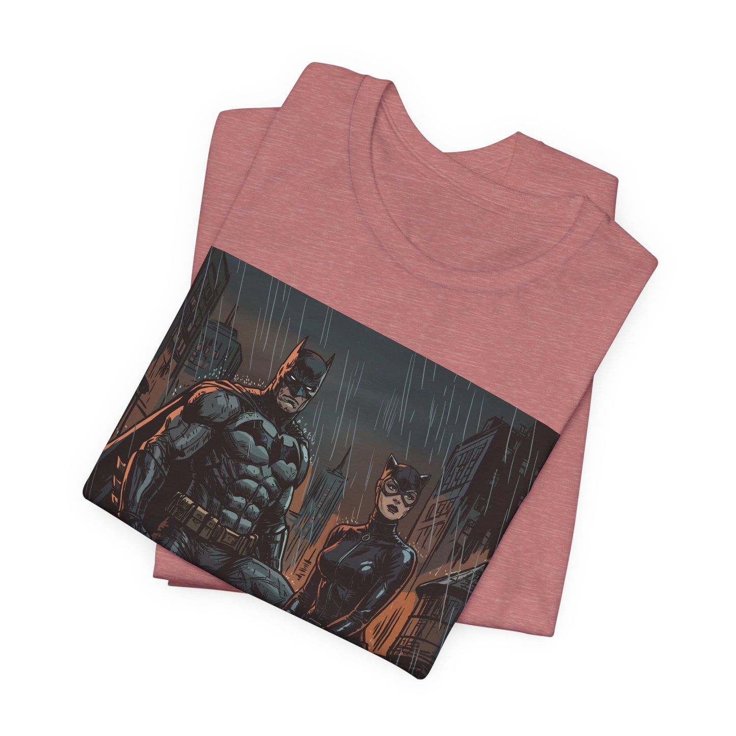 Batman & Catwoman Rain Night T‑Shirt