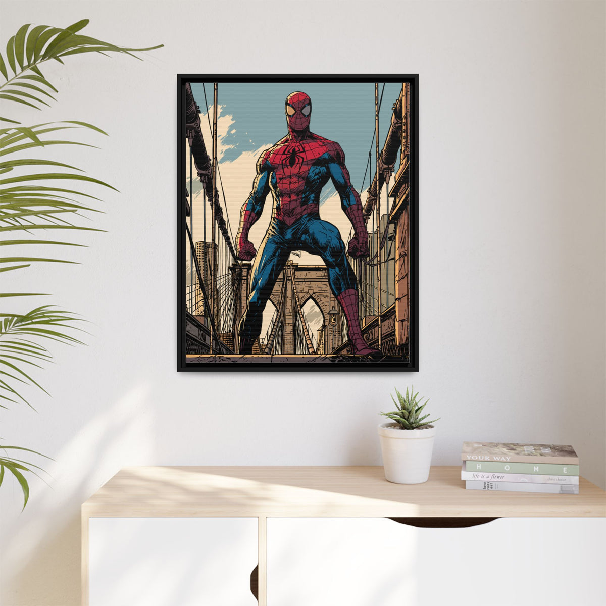 Spider-Man Comic Art Matte Framed Canvas