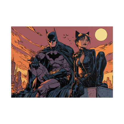 Batman & Catwoman Landscape Art Poster