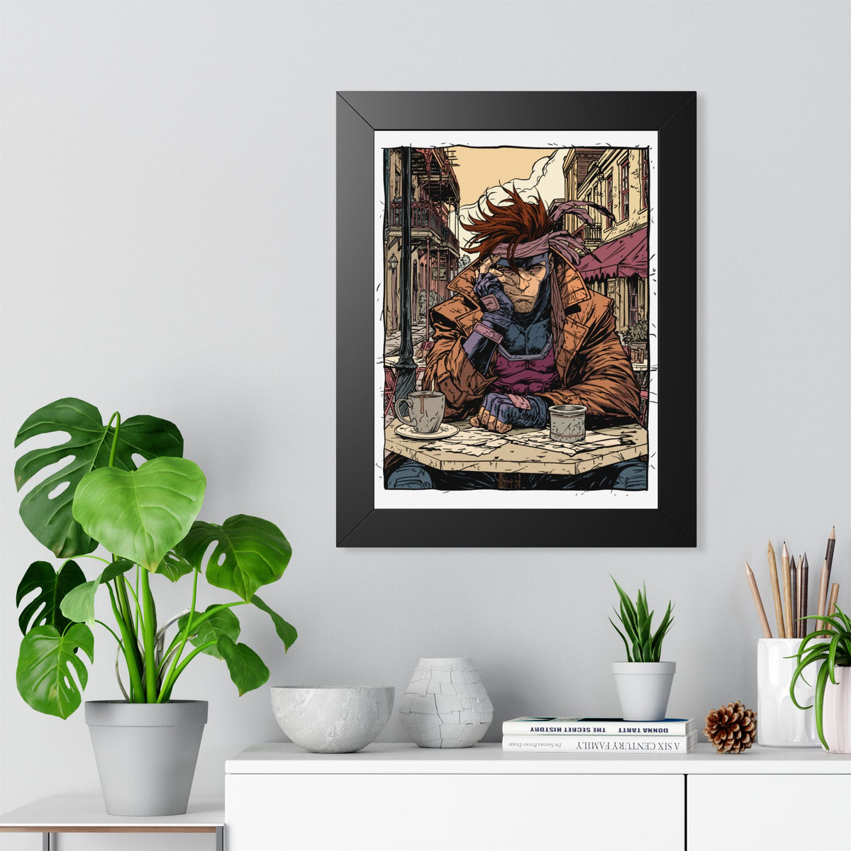Gambit Framed Poster - Brooding Comic Cafe Art