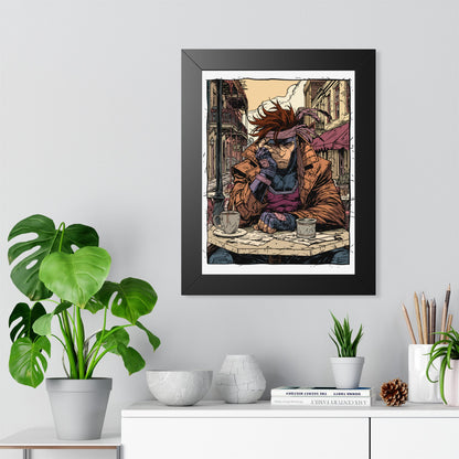 Gambit Framed Poster - Brooding Comic Cafe Art