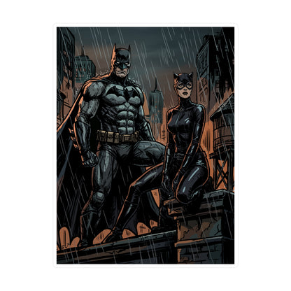 Batman & Catwoman Rainy Night Vinyl Sticker