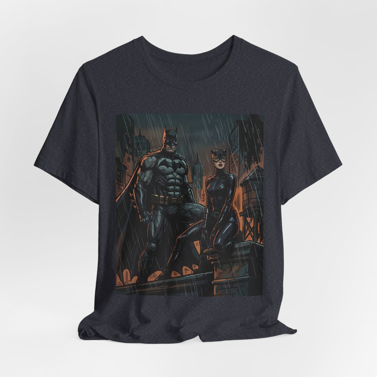 Batman & Catwoman Rain Night T‑Shirt