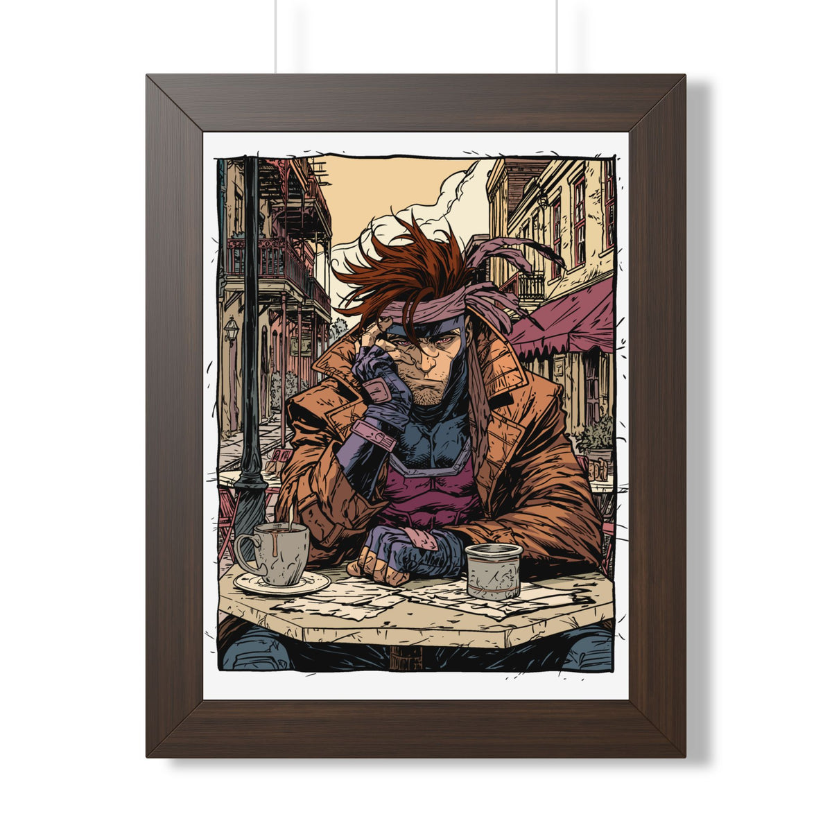 Gambit Framed Poster - Brooding Comic Cafe Art