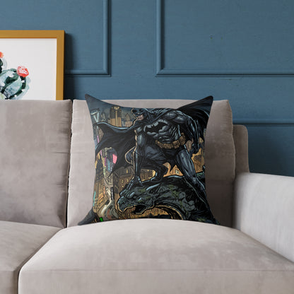 Batman Cityscape Square Poly Canvas Pillow