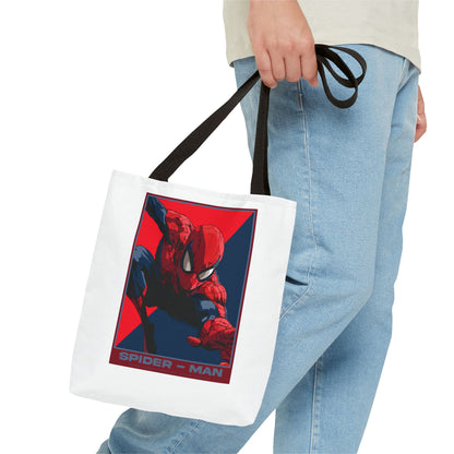 Spider-Man Graphic Tote Bag — Retro Red & Blue Comic Design