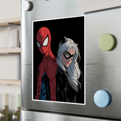 Spider-Man & Black Cat Kiss-Cut Vinyl Decal — Comic Superhero Sticker