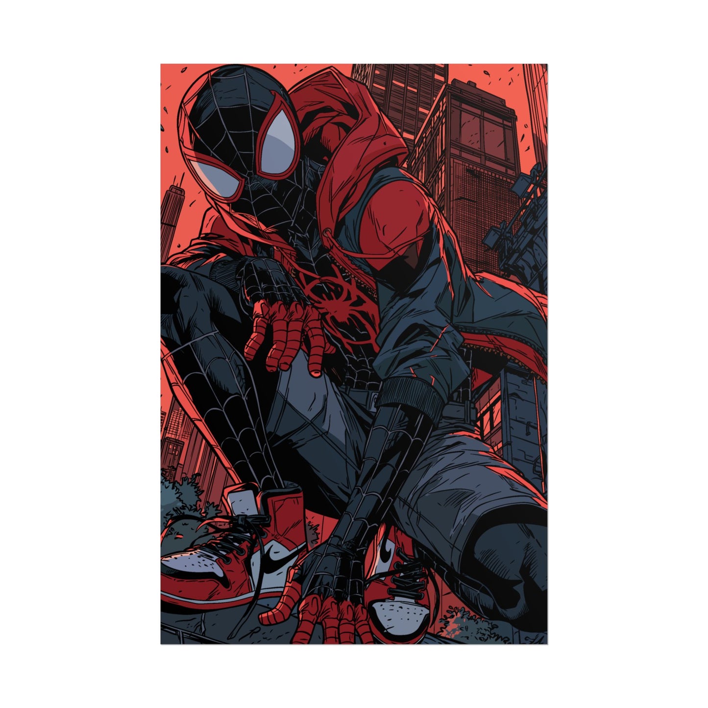 Spider-Man Miles Morales Poster – Red & Black Comic Art Rolled Poster