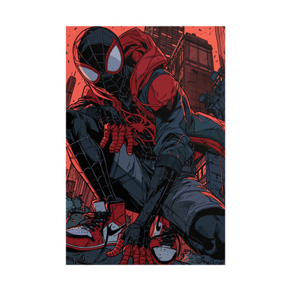 Spider-Man Miles Morales Poster – Red & Black Comic Art Rolled Poster
