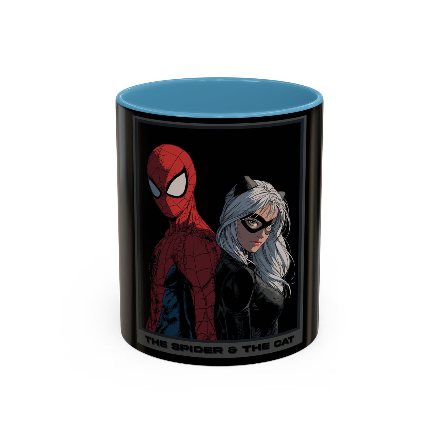 Spider & Cat Duo Accent Coffee Mug – Black 11/15oz