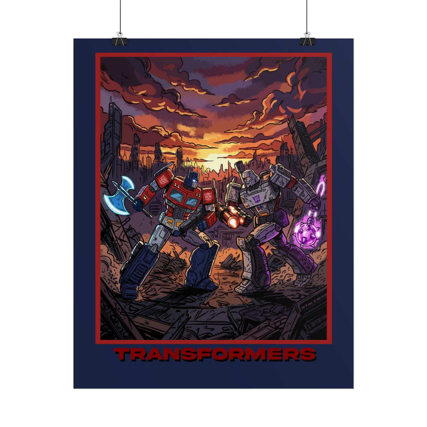 Transformers Optimus vs Megatron Cinematic Poster