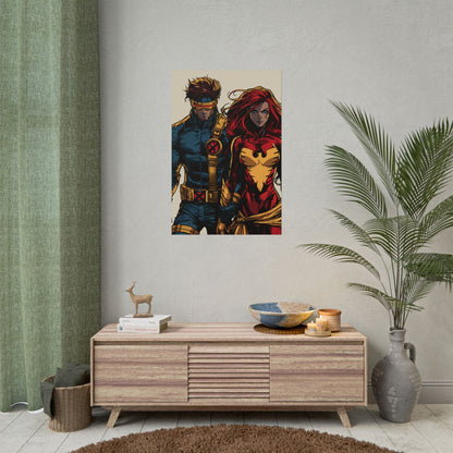 X-Men Cyclops & Jean Grey Poster — Vintage Comic Art Rolled Print