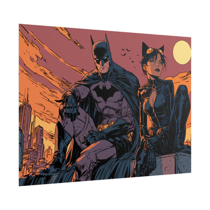 Batman & Catwoman Landscape Art Poster