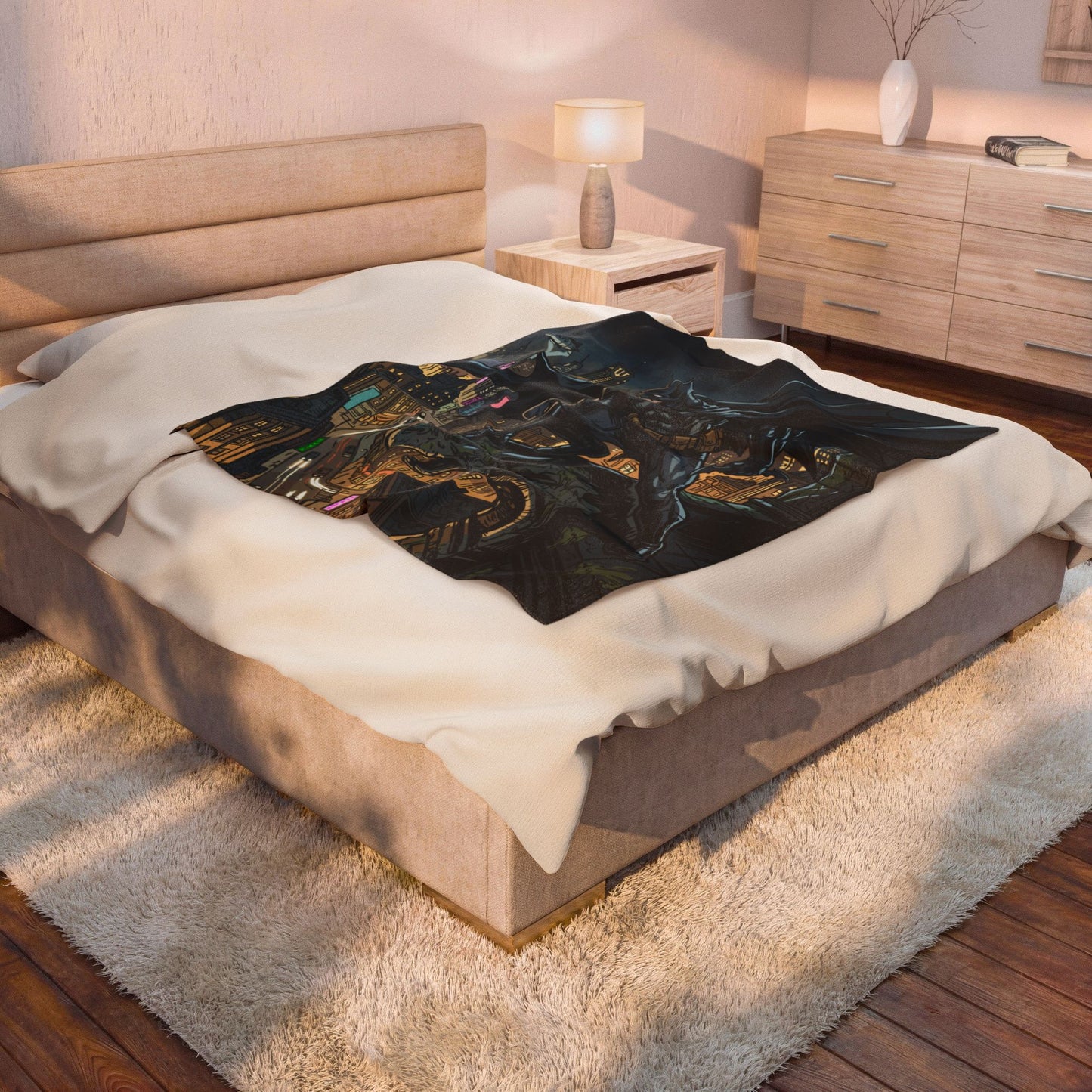 Batman Cityscape Velveteen Plush Blanket