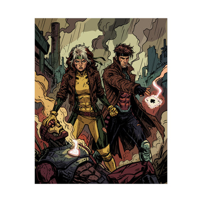 X-Men Comic Poster — Rogue & Gambit Rolled Art Print