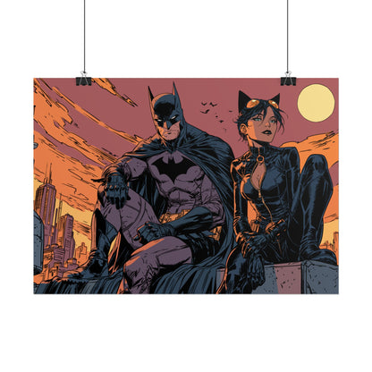 Batman & Catwoman Landscape Art Poster