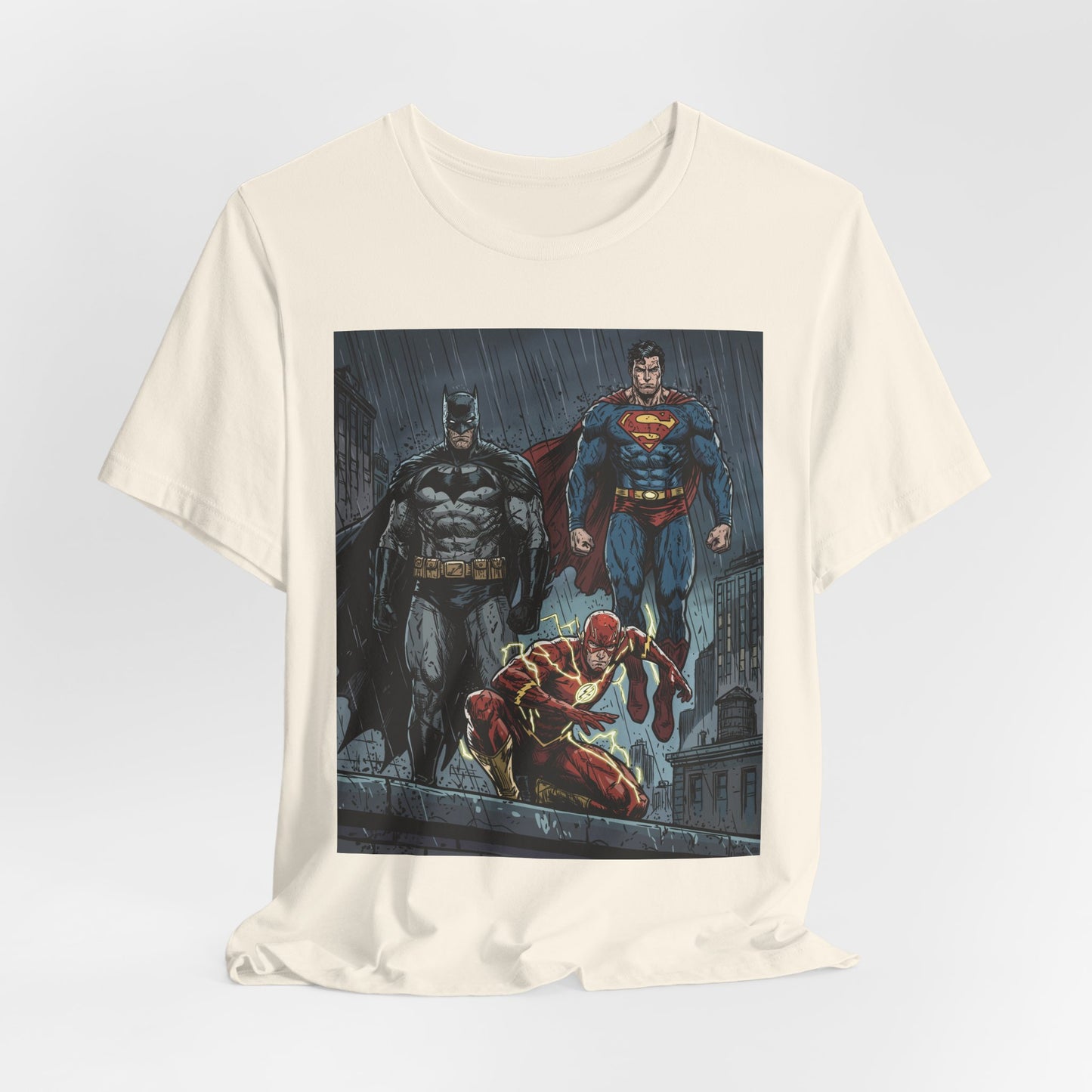 Superhero Team Graphic Tee — Batman, Superman & The Flash