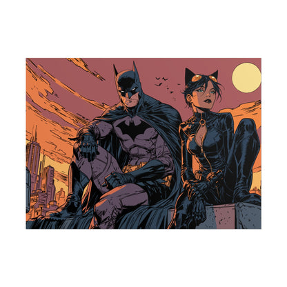 Batman & Catwoman Landscape Art Poster