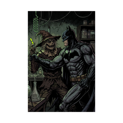 Batman & Scarecrow Poster — Dark Comic Book Art, Horror Superhero Wall Decor