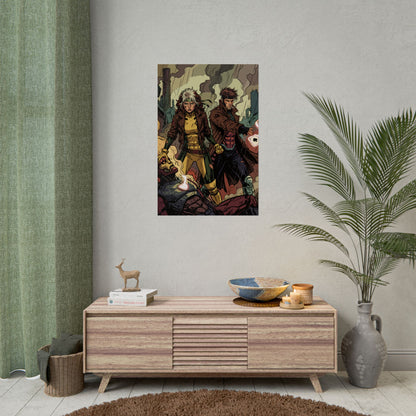 X-Men Comic Poster — Rogue & Gambit Rolled Art Print