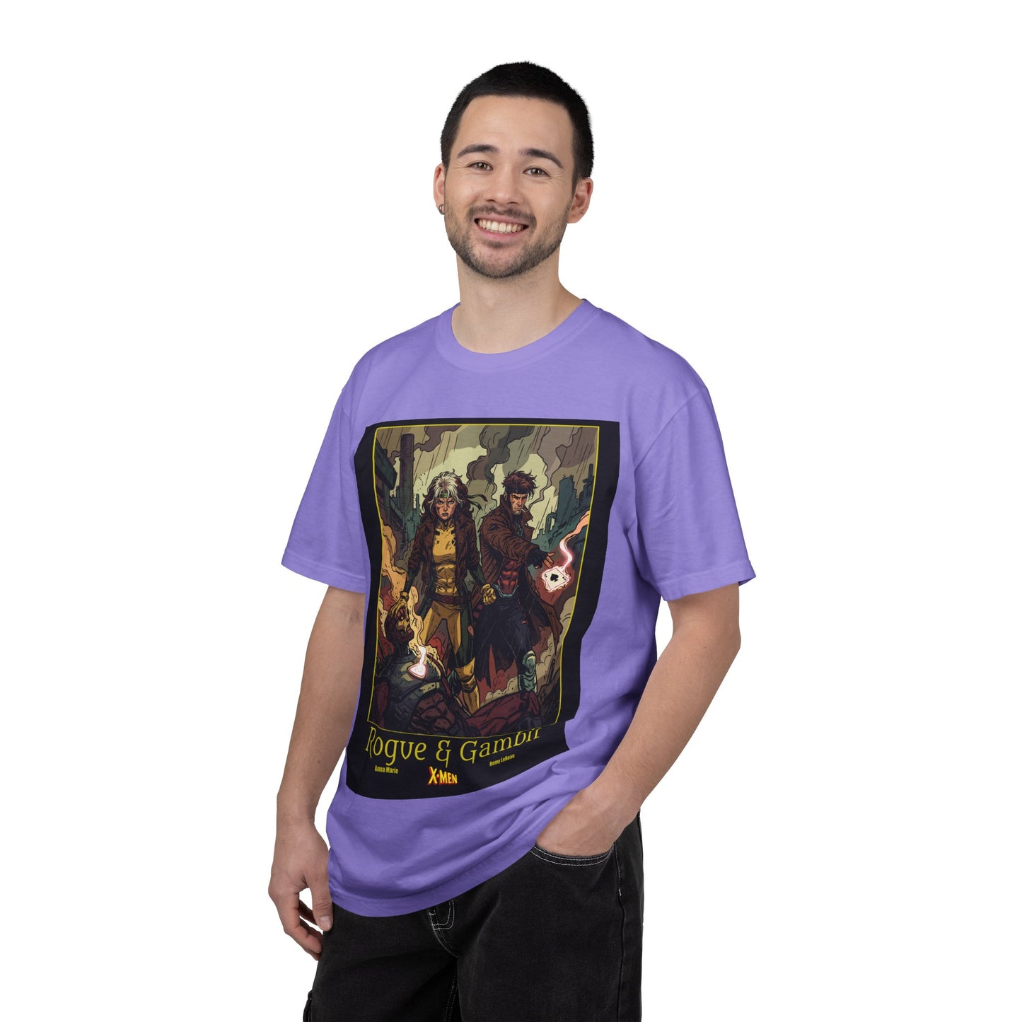 Rogue & Gambit Graphic T-Shirt — Comic Art Mutant Duo Tee