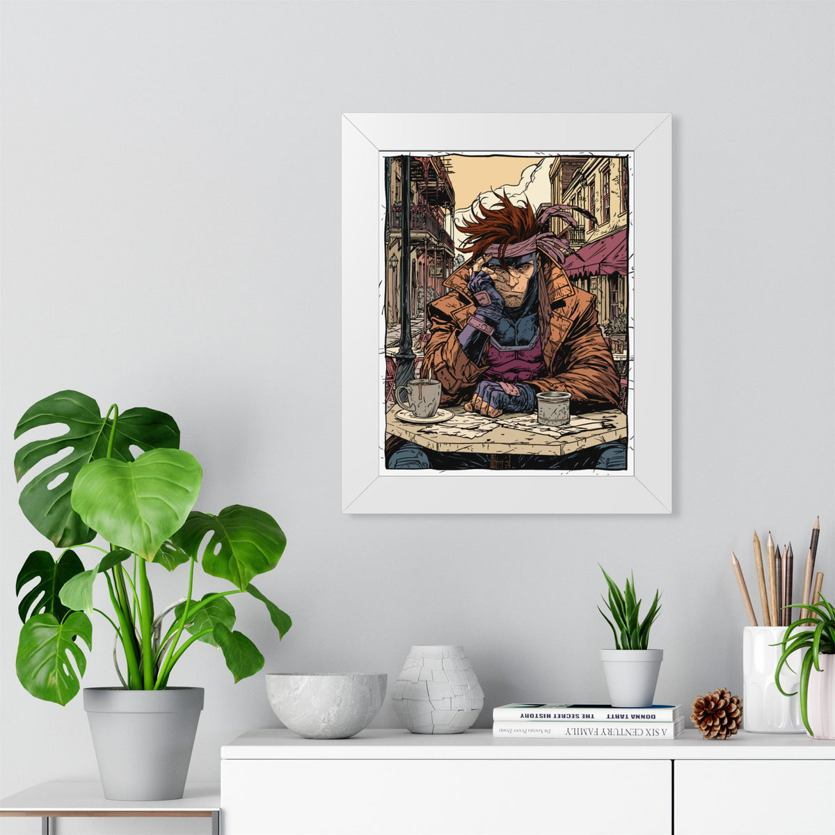 Gambit Framed Poster - Brooding Comic Cafe Art