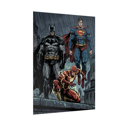 Superhero Trio Rolled Poster — Batman, Superman & The Flash