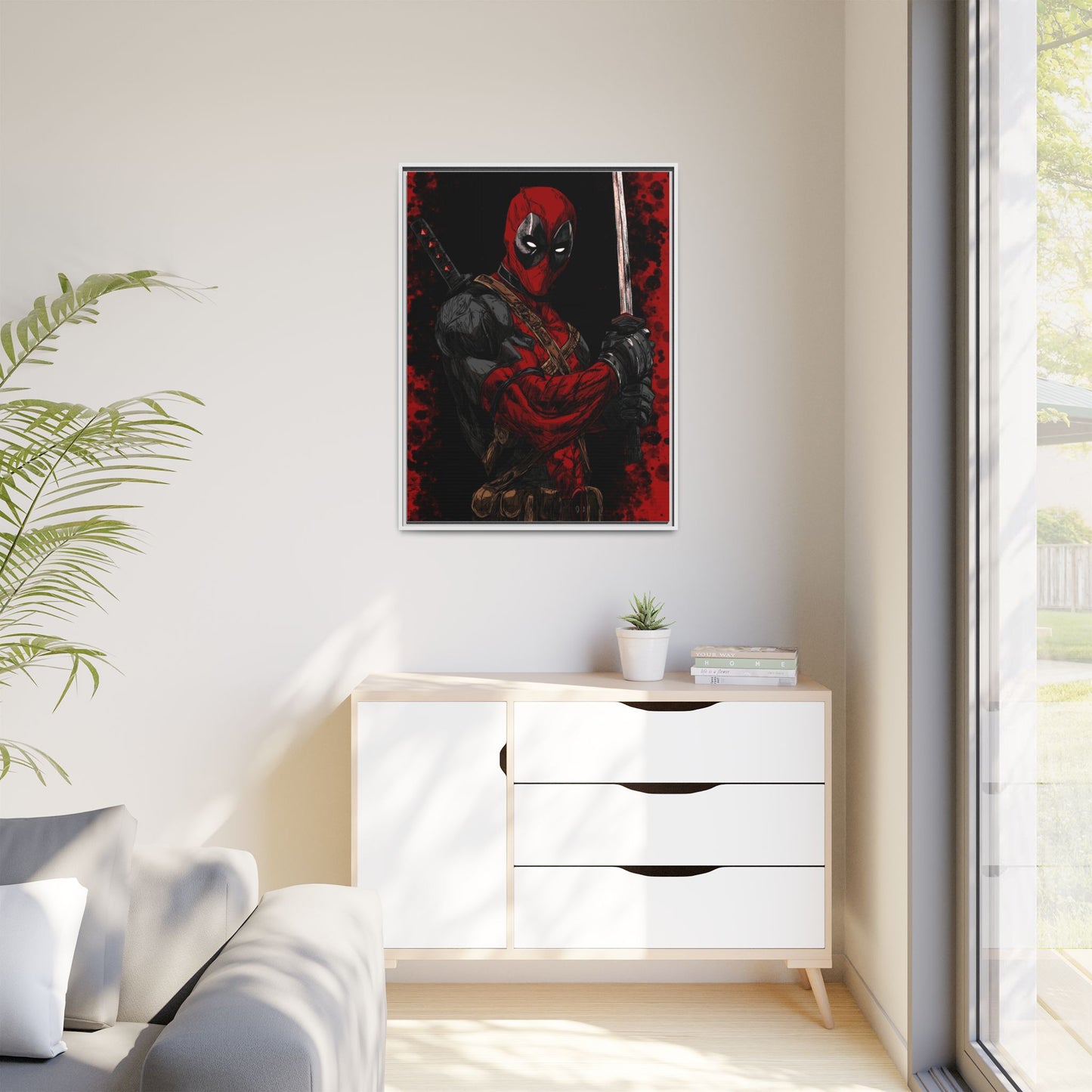 The Merc #2 - Framed Canvas Wall Art — Comic Antihero Sword Portrait