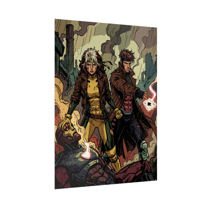 X-Men Comic Poster — Rogue & Gambit Rolled Art Print