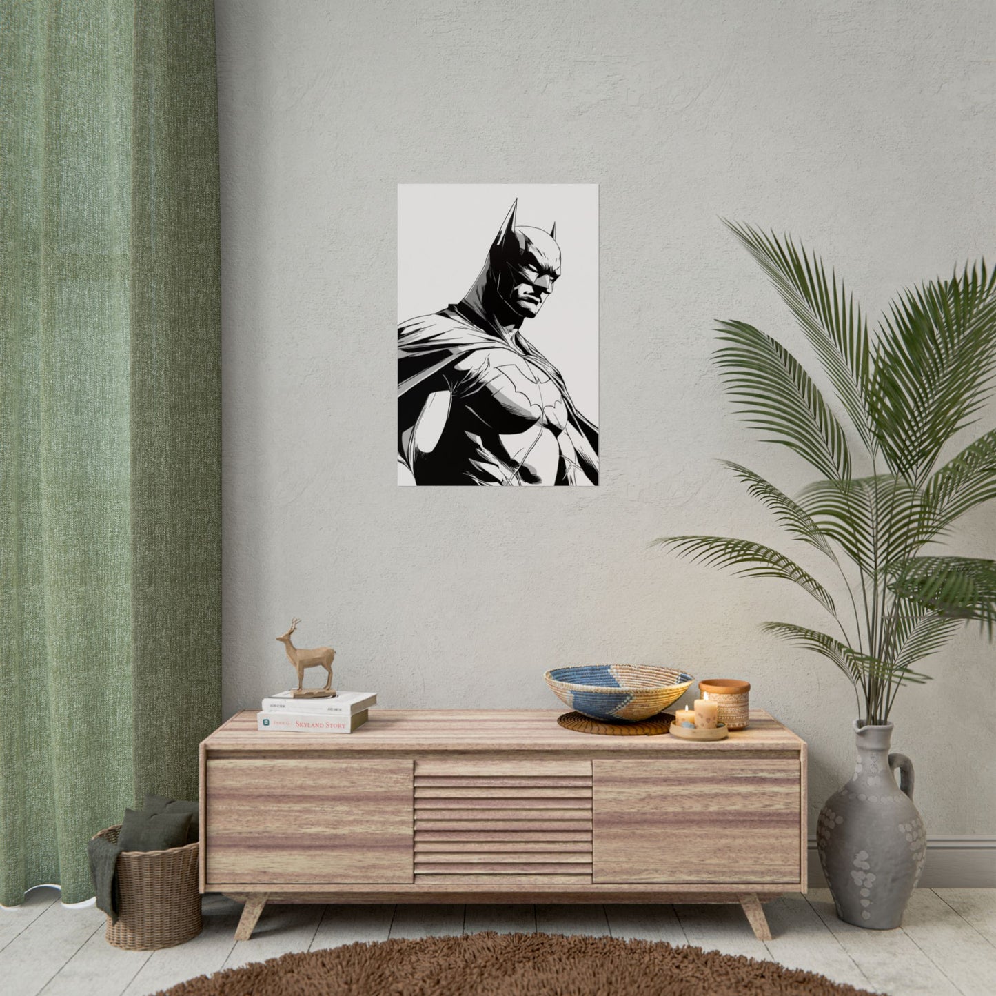 Batman Black & White Rolled Poster — Superhero Wall Art Print
