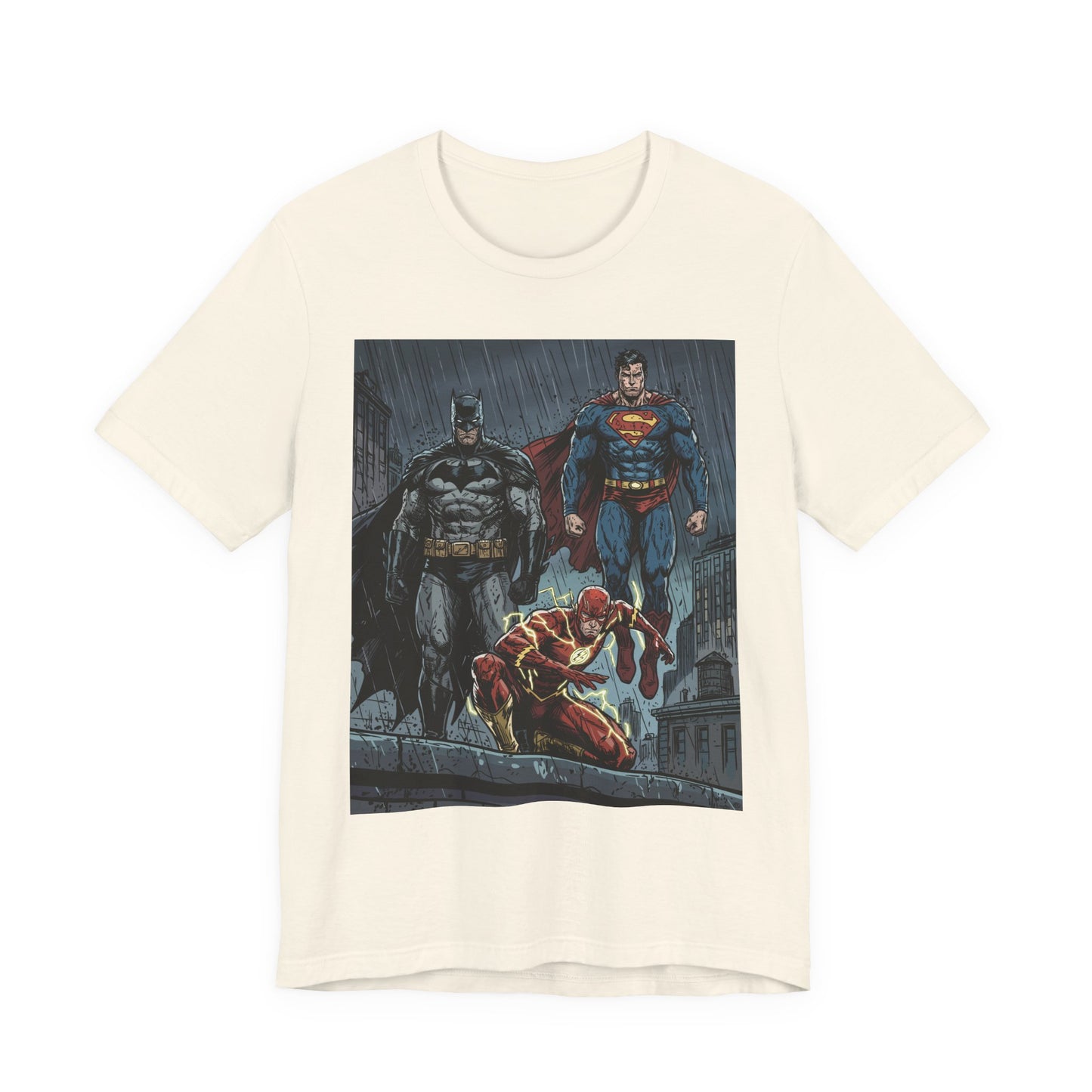 Superhero Team Graphic Tee — Batman, Superman & The Flash