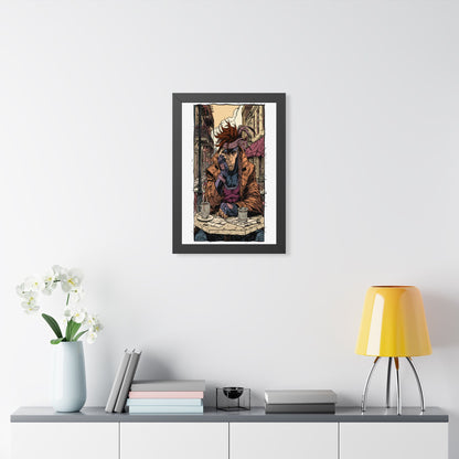Gambit Framed Poster - Brooding Comic Cafe Art