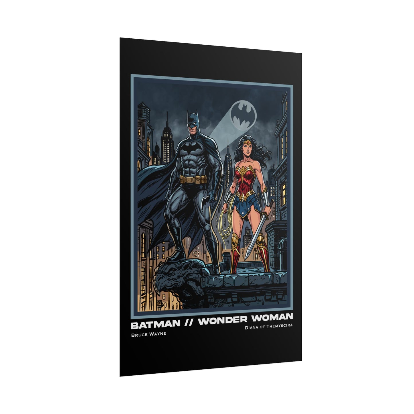 Batman & Wonder Woman Cinematic Rolled Poster — Superhero Wall Art