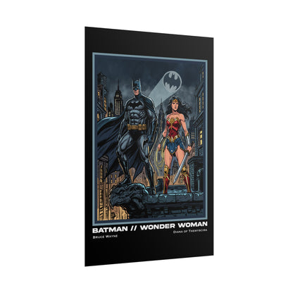 Batman & Wonder Woman Cinematic Rolled Poster — Superhero Wall Art