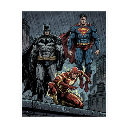 Superhero Trio Vinyl Sticker — Batman, Superman & Flash