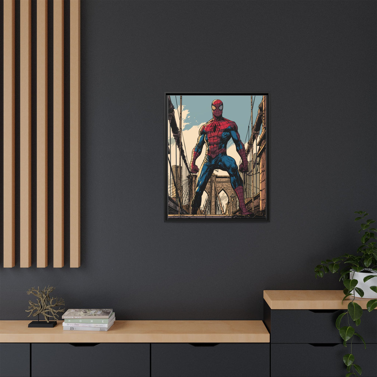Spider-Man Comic Art Matte Framed Canvas
